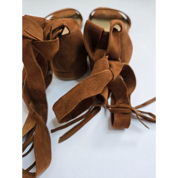 Stuart Weitzman Women's Corbata Flat Sandals Amaretto Suede Size 6 M - Picture 5 of 12